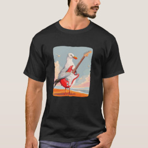 Camiseta Fantasia de Gaivota de Praia com Guitarra na Mão