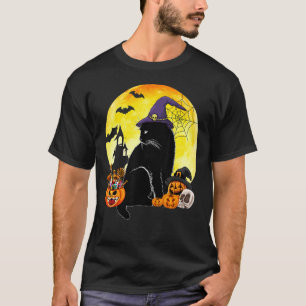 Camiseta Fantasia de Gato Preto Assustador de Halloween Bru