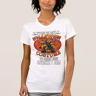 Camiseta Fantasia de Halloween Assustador Abóbora Quebrada
