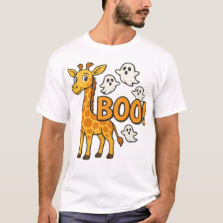 Camiseta Fantasia de Halloween Boo Girafa Temporada Assusta