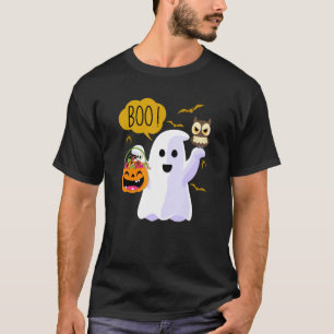Camiseta Fantasia de Halloween Cute Boo Aranhas Fantasma Ab