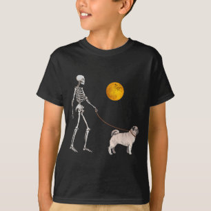 Camiseta Fantasia de Halloween de cachorro pug esqueleto ca