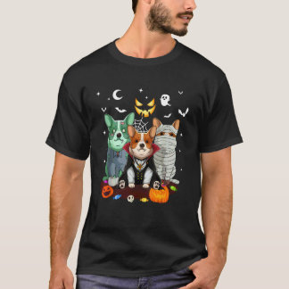 Camiseta Fantasia de Halloween de Corgi Cachorro Fantasma B