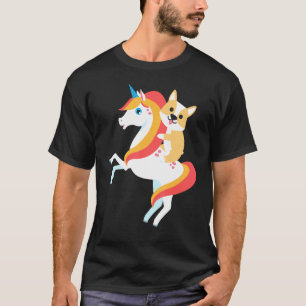 Camiseta Fantasia de Halloween de Corgi Montando Unicórnio
