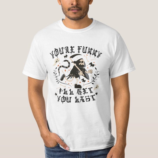 Camiseta Fantasia de Halloween de Esqueleto Ceifador Divert (Frente)
