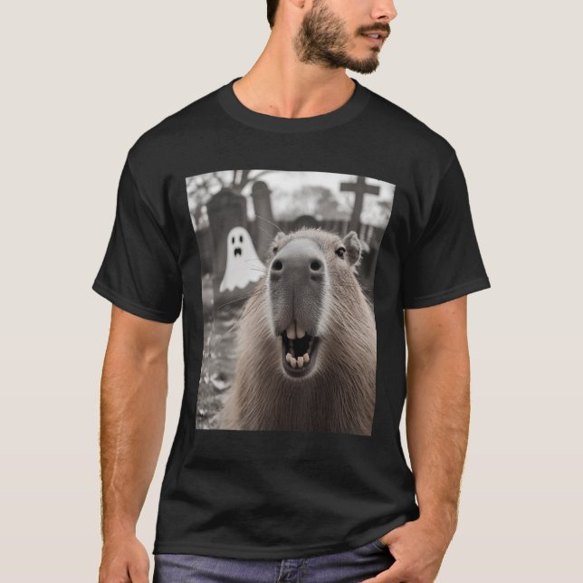 Camiseta Fantasia de Halloween de Fantasma de Capivara Engr (Frente)