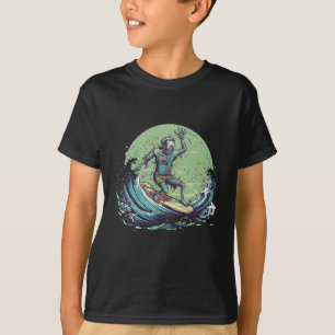 Camiseta Fantasia de Halloween de Surfista Zumbi para Homen
