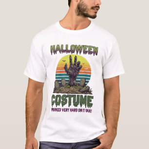 Camiseta Fantasia de Halloween Mão de Zumbi Lápides do Cemi