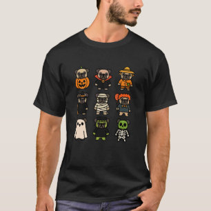 Camiseta Fantasia de Halloween Pug Engraçado Cão Fantasma B