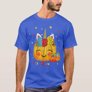Camiseta Fantasia de Halloween Unicórnio Fofo Abóbora Flor 
