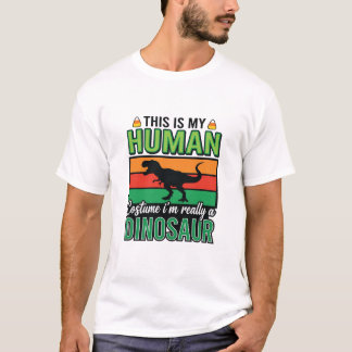 Camiseta Fantasia de Humano Dinossauro Engraçado de Hallowe