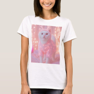 Camiseta Fantasia de Inverno Gatinho Rena Brilhante Fofa