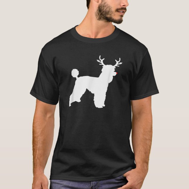 Camiseta Fantasia de Natal para Cães Poodle com Chifres de  (Frente)