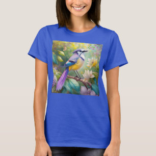Camiseta Fantasia de Pássaro Violeta Crestado