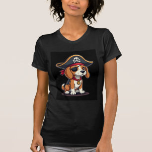 Camiseta Fantasia de Pirata Beagle Bandeira Jolly Roger Crâ