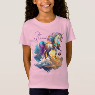 Camiseta Fantasia de Unicórnio Mágico nuvens romance aniver