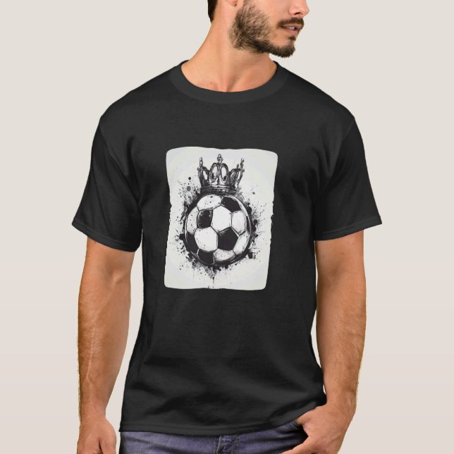 Camiseta Fantasia engraçada de bola de futebol coroada para (Frente)