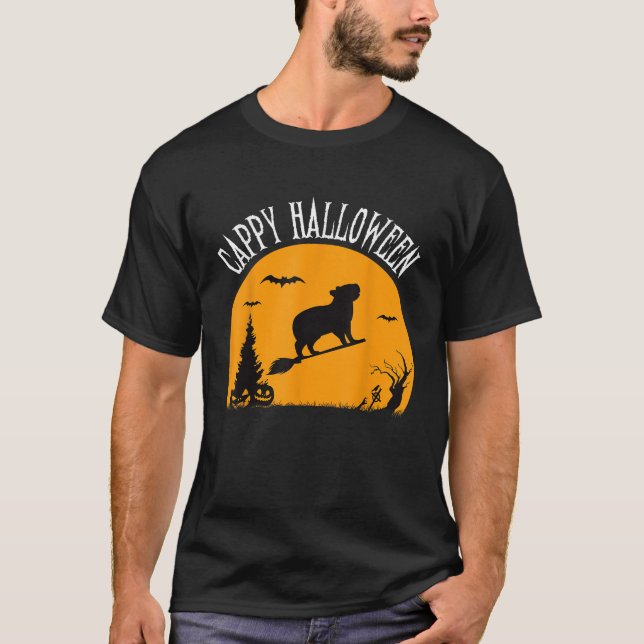 Camiseta Fantasia engraçada de Cappy Halloween de capivara  (Frente)