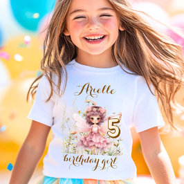Camiseta Fantasia Fada flor silvestre pastel aniversário