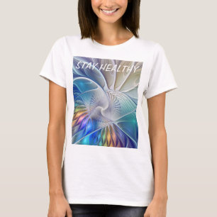 Camiseta Fantasia Floral, Abstrato Fractal Colorida