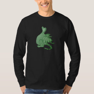 Camiseta fantasia mítica criatura doce dragão verde