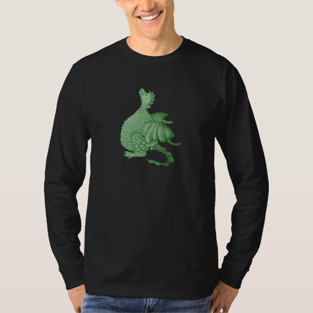 Camiseta fantasia mítica criatura doce dragão verde (Frente)