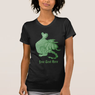 Camiseta fantasia mítica, criatura verde, dragão