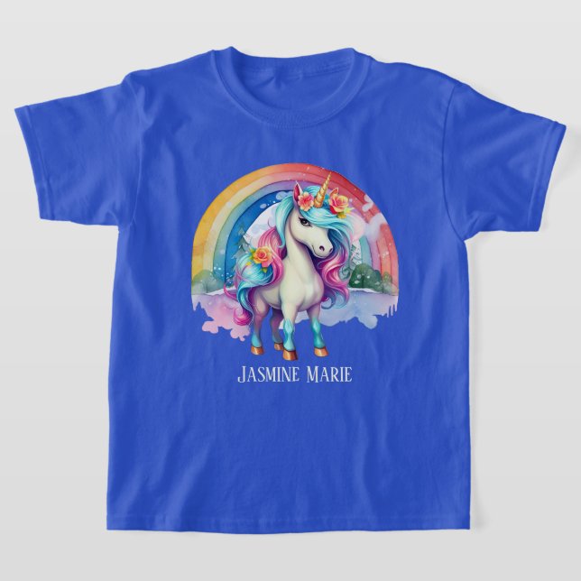 Camiseta fantasia, monocórnio, adiciona nome (Postura )