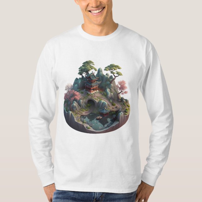 Camiseta Fantasia Ótima e 3D Paisagem Masculina (Frente)