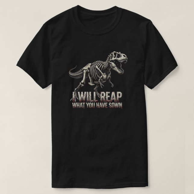 Camiseta Fantasia Sombria Esqueleto T-Rex (Frente do Design)