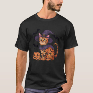 Camiseta Fantasias de Bruxa Morcego Abóbora Gato Bengal Hal