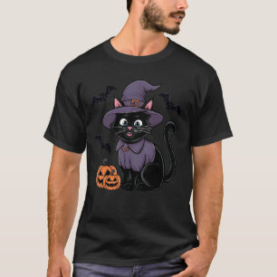 Camiseta Fantasias de Bruxa Morcego Abóbora Gato Preto Hall