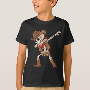 Camiseta Fantasias de Cowboy Esqueleto Dabbing de Halloween