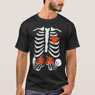 Camiseta Fantasias de Gêmeos de Gravidez de Halloween Femin