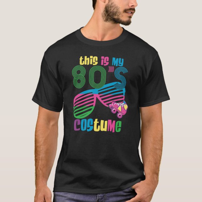 Camiseta Fantasias de Halloween anos 80 óculos de sol cores (Frente)