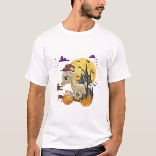 Camiseta Fantasias de Halloween de Bruxa de Cabra com Vasso