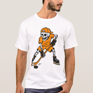 Camiseta Fantasias de Halloween de Esqueleto de Hóquei Meni