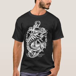 Camiseta Fantasias de Halloween de Esqueleto Pescador de Os