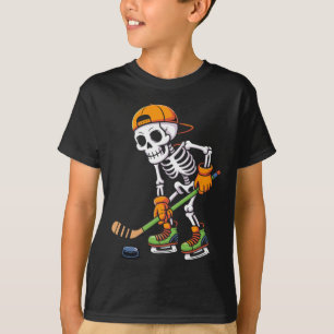 Camiseta Fantasias de Halloween de Hóquei no Gelo Esqueleto