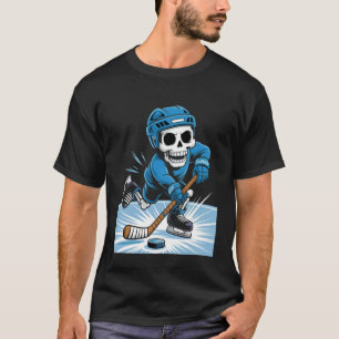 Camiseta Fantasias de Halloween de Hóquei no Gelo Esqueleto