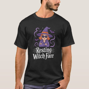 Camiseta Fantasias de Halloween de Rosto de Bruxa Relaxada