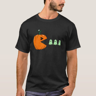 Camiseta Fantasias de Halloween Gamer Abóbora Comendo Fanta