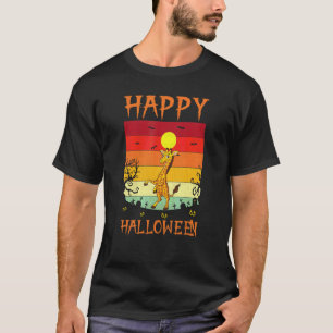Camiseta Fantasias de Halloween Retro Combinando Girafa Hal