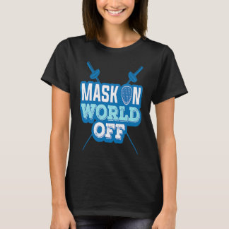 Camiseta Fantasias de Máscara de Esgrima LIGADA e mundo DES