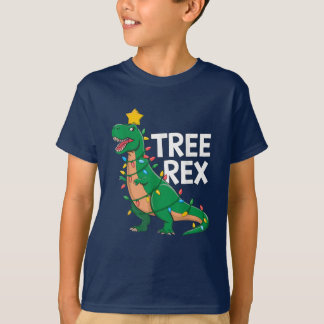 Camiseta Fantasias de Natal do T-Rex Árvore T-Rex