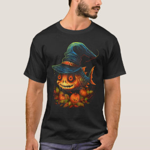 Camiseta Fantasias de Peixe de Halloween Esqueleto Assustad
