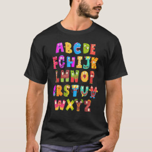 Camiseta Fantasias de professora de Halloween alfabeto mons