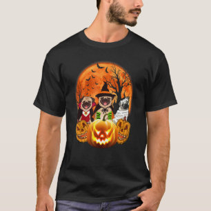 Camiseta Fantasias de Pug de Halloween Múmia Bruxa Demônio