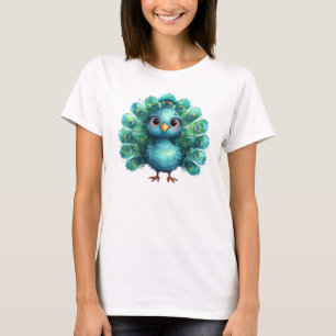 Camiseta Fantasioso Pavão Azul Fofo