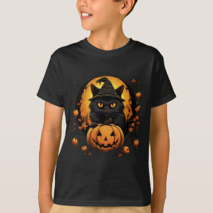 Camiseta Fantasioso Traje de Gato de Halloween Gato Abóbora